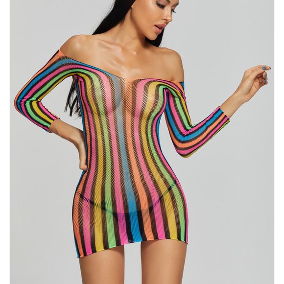 Fun pajamas colorful long-sleeved hip one-piece net suit sexy uniform temptation - Picture 3 of 7